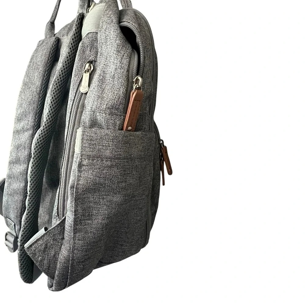 Ruvalino Baby Diaper Bag Backpack Gray Unisex Zip Compartments Multi-Pockets
